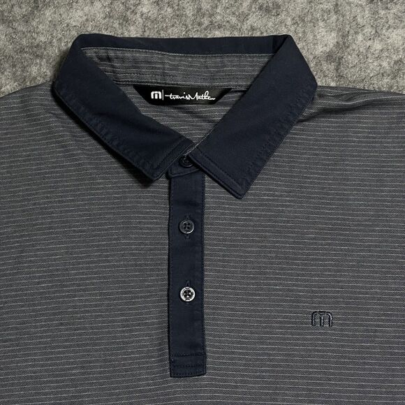 TRAVIS MATTHEW Pima Cotton Polo Shirt Men’s Medium Blue Stripe Performance Golf - Picture 11 of 15